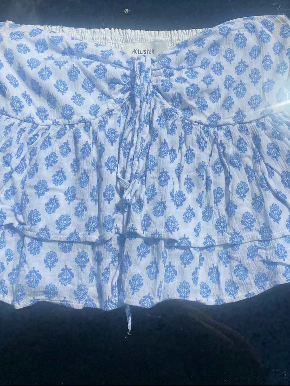 Hollister White Mini Skirt with Blue Floral Print